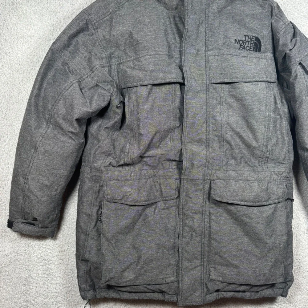 The North Face Goose Down McMurdo Parka Men XL Gray HyVent Hooded Fur Coat Heavy